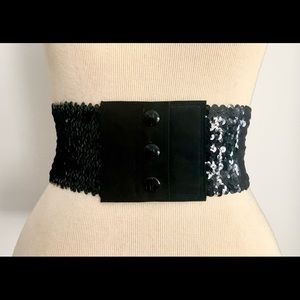 LMJ Jet Black Sequins Belt